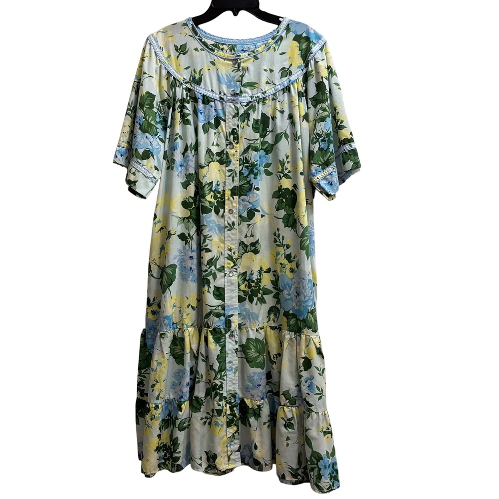Floral House Dress Women's Plus Size Snap Front Duster Robe Vintage Unbranded
